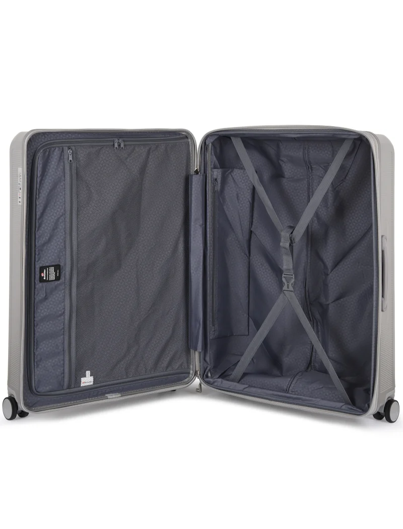 Echolac  Sense 56+67+78 Cm Hardcase Expandable 4-Double Wheeled 3 Piece Luggage Trolley Set - Silver  | Best Price UAE